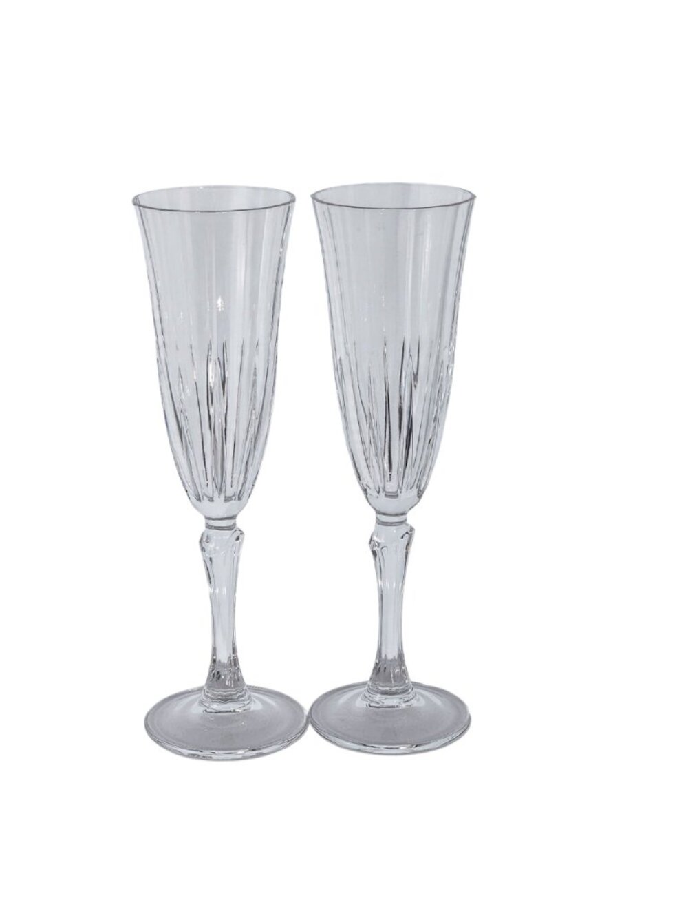 2 RCR Recital Champagne Glasses 9" Royal Crystal Rock flutes cut glass glam vtg - Picture 10 of 11